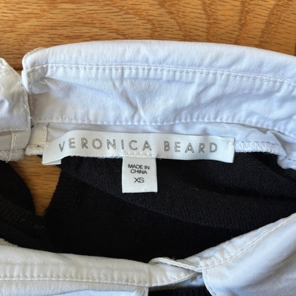 Veronica Beard Phoebe Black White Mixed Media Wool Button Up Sweater Top Size XS - Picture 8 of 12